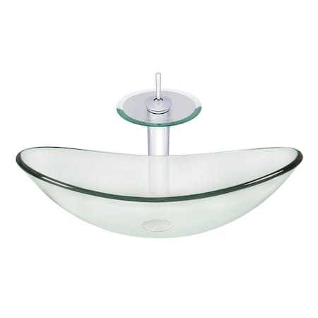 Novatto CHIARO Glass Vessel Bathroom Sink Set, Chrome/Clear Glass NSFC-324C001CH
